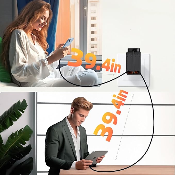Retractable Apple Watch Charger, 5 in 1 Travel Charging Station for Apple Devices, Retractable Chargers for Multiple Devices with Multi Charging Cable, Charger Block for Apple Gear (Black)