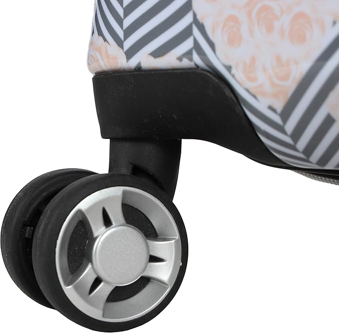 Betsey Johnson 26 Inch Checked Luggage Collection - Expandable Scratch Resistant (ABS + PC) Hardside Suitcase - Designer Lightweight Bag with 8-Rolling Spinner Wheels (Chevron Hearts)