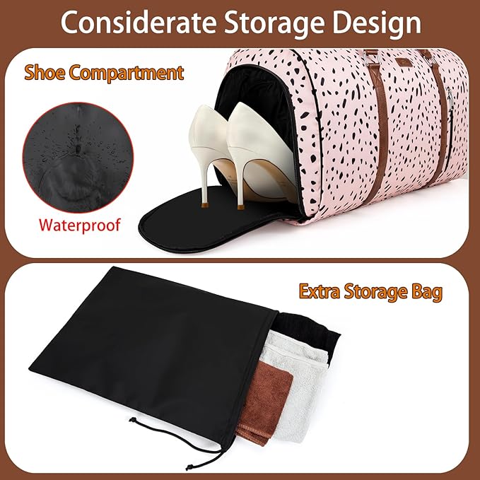 Convertible 2-in-1 Garment Bags for Travel, Carry On Garment Duffle Bag With Shoe Compartment Large Weekender Bag for Women Men Hanging Suitcase Suit Travel Duffel Overnight Bags 4pcs Set