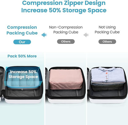 Cambond See Through Compression Packing Cubes Mesh - 4 Pack Mesh Packing Cubes for Travel Women, Lightweight Expandable Travel Bag Organizer Compression Cubes for Carry on Suitcase, White