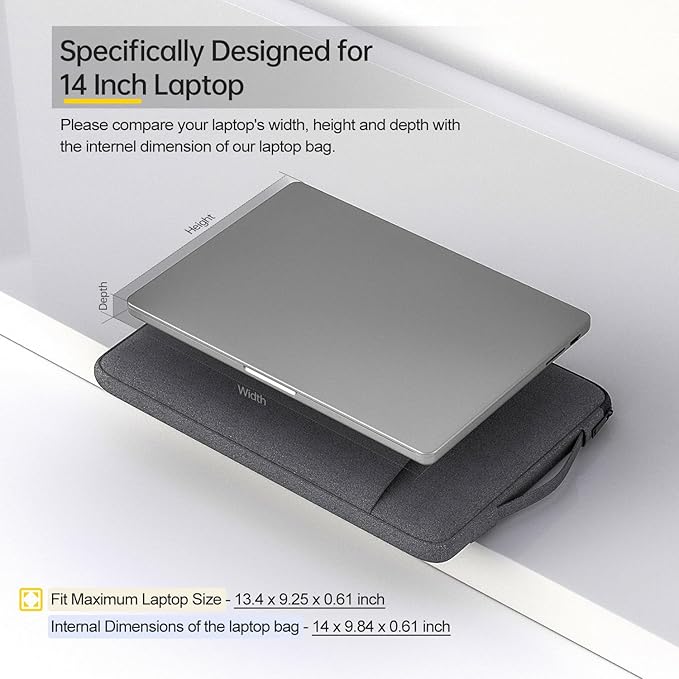 14 Inch Laptop Sleeve Case for Acer Chromebook 314/ Plus/Aspire Go, HP Chromebook 14, ASUS Lenovo Dell Carrying Bag, Space Grey