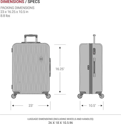 SwissGear 7272 Energie Expandable Hardside Luggage With Spinner Wheels and TSA Lock, Black, Checked-Medium 24-Inch
