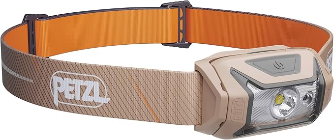 PETZL Tikka CORE Headlamp - Rechargeable, Compact 450 Lumen Light with Red Lighting, for Hiking, Climbing, and Camping - Brown