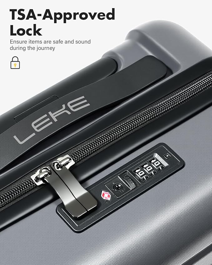 Lekesky 16 Inch Underseat Carry On Luggage Airline Approved, Small Hard Shell Suitcase with TSA Lock Spinner Wheels, Lightweight Personal Item Carry-On for Travel, Grey