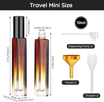 Segbeauty 10pcs 0.34oz Travel Perfume Bottle, 10ml Empty Refillable Glass Perfume Atomizer, Portable Cologne Dispenser Spray Bottle Travel Size Sample Bottles Sprayer Fragrance Making Kit Amber