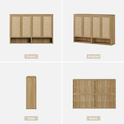 SICOTAS Rattan Shoe Storage Cabinet - Modular Shoe Cabinets with Door Tall Large Shoe Cabinet Storage for Entryway - 65.6" Wide Modular Cabinet for Hallway, Living Room