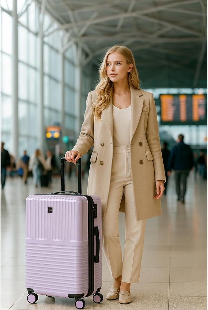 World Traveler Dejuno Tonal 28-Inch Polycarbonate Lightweight Hardside Expandable Spinner Luggage Suitcase with TSA Lock - Lavender