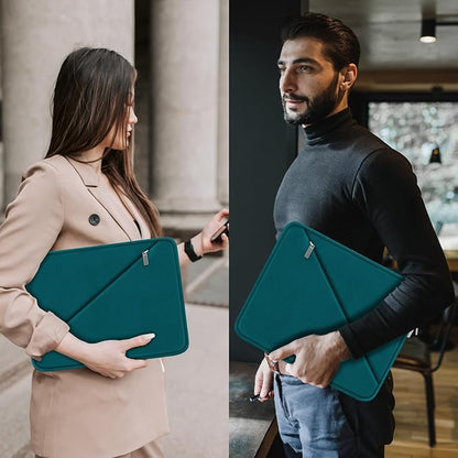 Laptop Sleeve 15.6 inch, Traveling Carrying Computer Bag with Zippered Pocket, Shockproof Protective Laptop Case Compatible for Apple Notebook, HP, Dell, Acer, Asus, Lenovo, Cyan