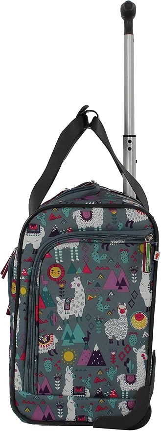 Lily Bloom Designer 15 Inch Carry On - Weekender Overnight Business Travel Luggage - Lightweight 2- Rolling Wheels Suitcase - Under Seat Rolling Bag for Women (One Size, Llama Mama)