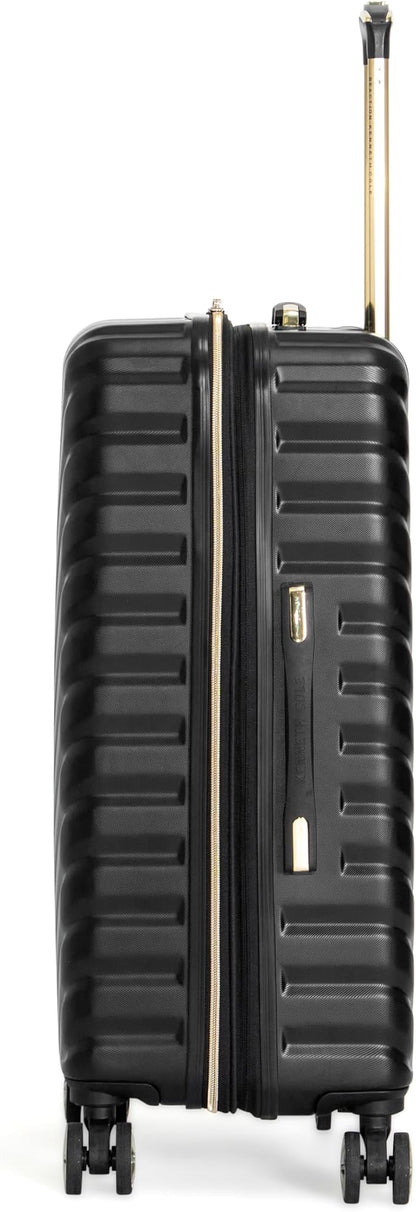 Kenneth Cole REACTION Madison Square Lightweight Hardside Chevron Expandable Spinner Luggage, Black, 24-Inch Checked