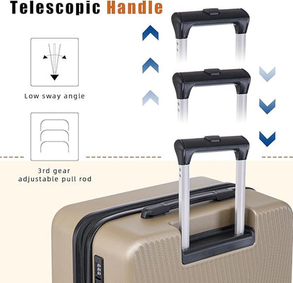Expandable Carry on Luggage Sets,Suitcases with Detachable Wheels Hardshell 22x14x9 Airline Approved,Lightweight Luggage Set with TSA Lock,Carry on Suitcase