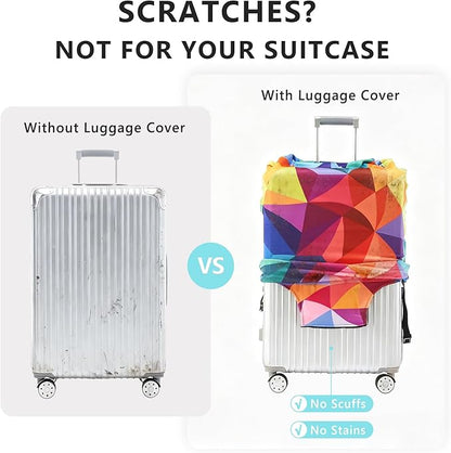 Travelkin Luggage Covers For Suitcase Tsa Approved,Suitcase Cover Protector Fit 18-32 Inch Luggage (Colorful Geometry, L)