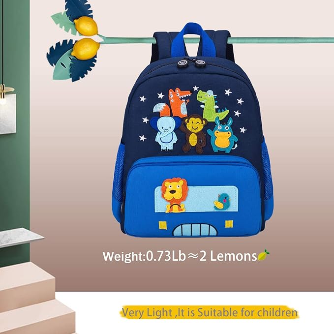 willikiva Cute Zoo Little 3d Backpack Kids Backpack for Boys and Girls Toddler Backpack Waterproof Preschool(Blue)