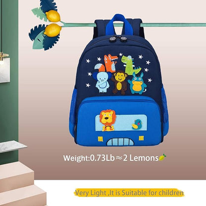 willikiva Cute Zoo Little 3d Backpack Kids Backpack for Boys and Girls Toddler Backpack Waterproof Preschool(Blue)