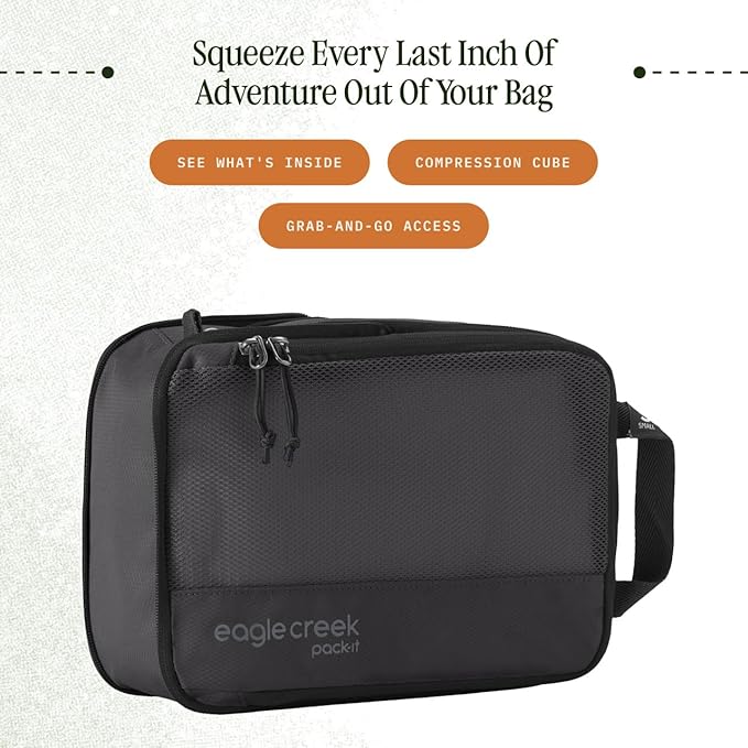 Eagle Creek Pack-It Isolate Compression Cube - Lightweight Compression Cube for Optimizing Luggage Space - Easy-Grab Zipper - Convenient Top Handle - Recycled Materials - Small