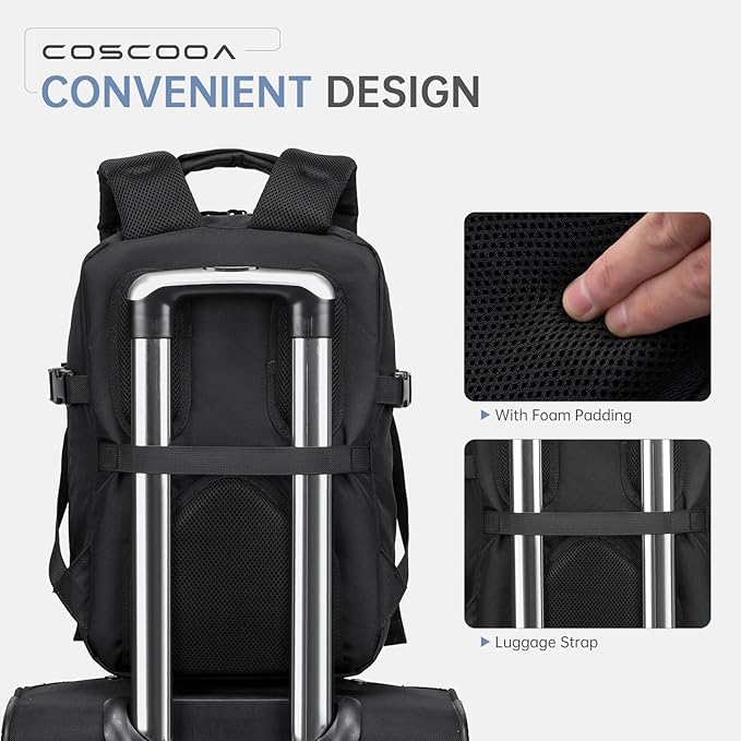 United Airlines Personal Item Bag 17x10x9 inch,Small Travel Backpack 20L,Flight Approved Underseat Ryanair 40x20x25 CM Carry on Luggage Bag,Mochila de Viaje,Cabin Size Backpack Black