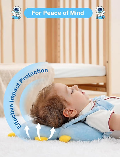 JunNeng Baby Head Protector Backpack, Toddler Walking Fall Head Protection, Robot Blue
