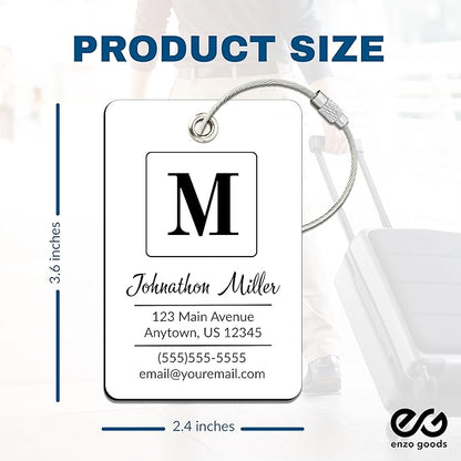 Personalized Luggage Tag | 2 Pack | Custom Luggage Tags for Suitcases | Kids Backpack Tag | 10 Color Options & Choose Font, Font Color