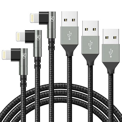 iPhone Charger 10FT,3Pack 90 Degree Charging Cable, [Apple MFi Certified] Long Lightning Cable Fast Charging Cord Compatible for iPhone 14/13/12/11/Pro/Max/Mini/X/Plus/8/7/6/5S/SE/Plus/iPad