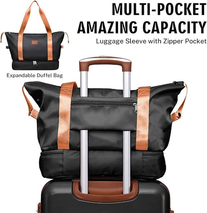 Krute Carry On Luggage Sets 3 Pieces Suitcase Set Hard Shell PC+ABS Airline Approved Suitcases with Spinner Wheels TSA Approved 20 Inch Luggage (BlackBrown)