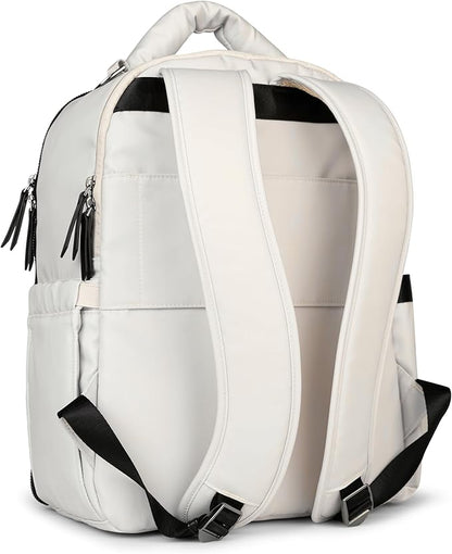 JuJuBe x Witney Carson - New Classic Diaper Bag Backpack with Portable Changing Pad, Stroller Straps, Large Travel Backpack, Carrying Baby Bottles, Wipes, Diapers, Cloud, Mothers Day Gift