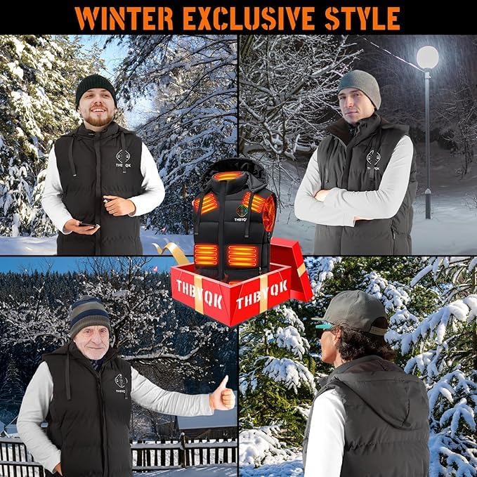 21 Heated Zones Heated Vest, with 40000mAH 7.4V Battery Pack Heated Vest for Men & Women, 5 in 1 Smart Controller