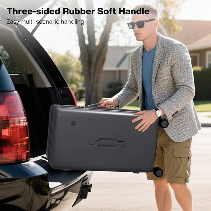 mixi 26'' Max Trunk Luggage Large Checked Luggage PC Hard Shell Rolling Travel Suitcases with Spinner Wheels & TSA Lock, Rock Gray