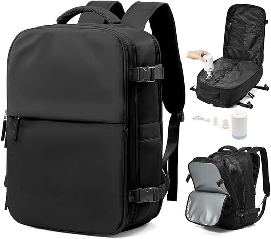Vacuum Backpack Travel With Pump,Mochila De Viaje Compresion Al Vacio,Large Carry On Vacpack Backpacks For Women Men,Personal Item Travel Backpack With Vacuum System,Black
