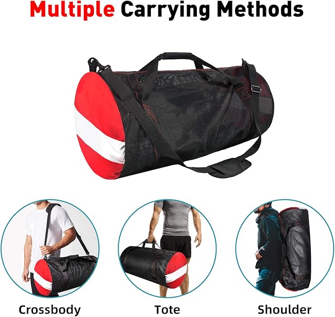 30” Mesh Dive Gear Bag – Durable Scuba Diving & Snorkeling Equipment Duffel for Fins, Mask, Wetsuit – Quick-Dry Large Dive Bag with Shoulder Strap