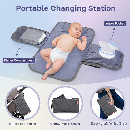 RUVALINO Diaper Bag Backpack, Multifunction Travel Pack Maternity Baby Changing Bags, Large Capacity, Waterproof, Dark Gray