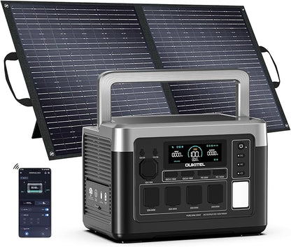 OUKITEL P1000 Plus 1800W/1024Wh Power Station with 100W Solar Panel, 1200W Fast Charging, Solar Generator with 4 AC Outlets (3600W Peak), APP Control Battery Backup for Home, Camping & RVs