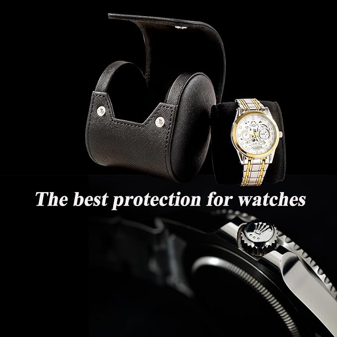 MR.OKAY Single Watch Travel Case- Classic Leather Watch Case With Perfect Texture.Portable Watch Roll Or Organizer For Storage And Display. Luxury Gifts For Men, All Handmade by Artisans.