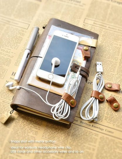 CAILLU Cord Organizer 10 Pack,Cord Holder,Cable Clips Leather,Cable Organizer USB Holder,Cord Keeper,Phone Wire Organizers Ties Mens Stocking Stuffers for men