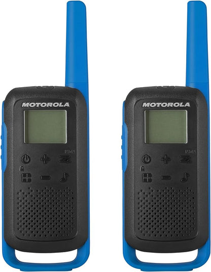 Motorola Solutions, Portable FRS, T270TP, Talkabout, Two-Way Radios, Rechargeable, 22 Channel, 25 Mile, Black W/ Blue, 3 Pack