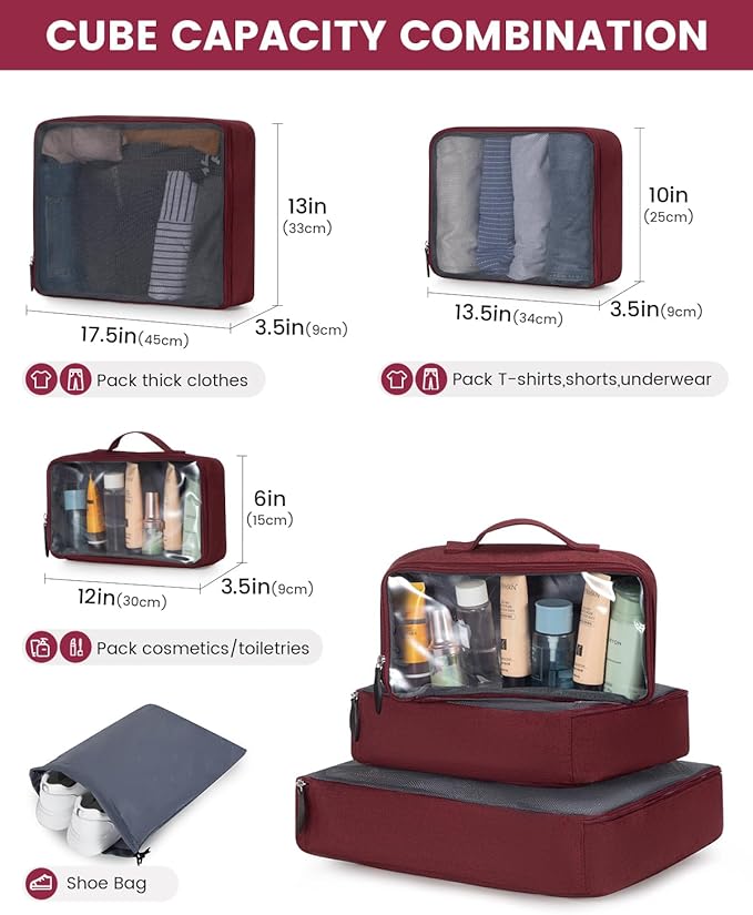 LOVEVOOK Carry on Backpack, 45L Large Travel Backpack for Women Men Airline Approved, Expandable Large Suitcase Backpacks With 4 Packing Cubes, Aer Travel Pack 3, Water Resistant Weekender Bag