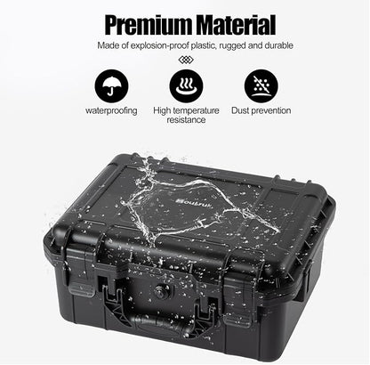 small Hard case Waterproof Hard Case with DIY Customizable Foam Insert Portable Protective Case for Camera Drones Equipments Tools Test Instruments 14.2''x11.4''x6.3''
