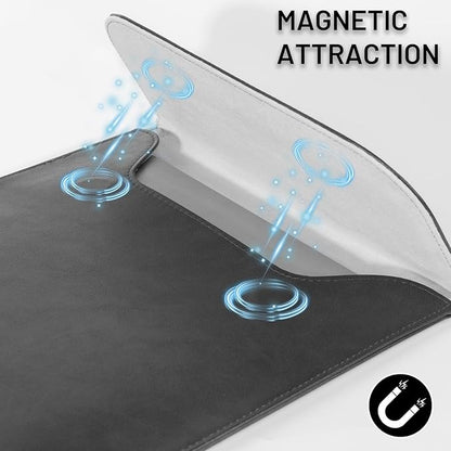Allinside 13-13.3 inch Laptop Sleeve Case for MacBook Pro 14 2021-2024/MacBook Air 13 2010-2017/MacBook Pro 13 2010-2015, Waterproof PU Leather Laptop Sleeve Bag Protective Vertical Case Cover, Black