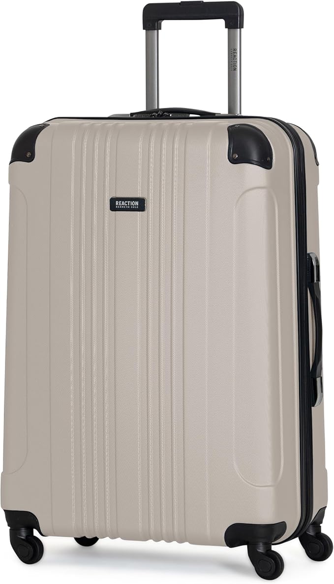Kenneth Cole REACTION Out of Bounds Lightweight Hardshell 4-Wheel Spinner Luggage, Mushroom, 28-Inch Carry On