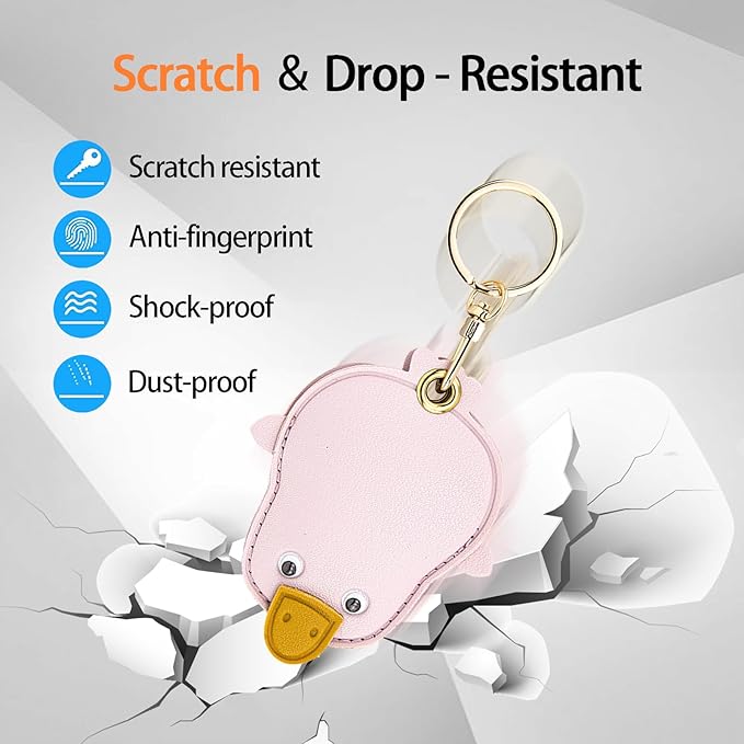 Leather Keychain Case Holder Compatible with Apple AirTag, GPS Airtag Keychain Finder Tracker with Key Ring, Anti-Scratch Protective Air Tag Cover