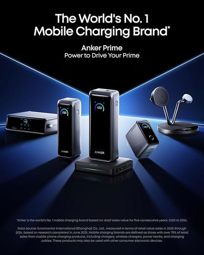 Anker Prime Power Bank, 20,100mAh 3-Port Portable Charger with 220W Max Output, Two-Way Charging, TSA-Approved, App Control, for MacBook, iPhone 17/16 Series, and More (Base Not Included)