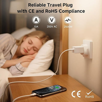 Cable Matters Type N Plug Adapter for Travel, US to Brazil Plug Adapter, Works in Brazil and South Africa, CE & RoHS Certified, White