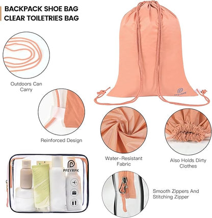 Lightweight Compression Packing Cubes for Suitcases, Compressible Expandable Travel Packing Organizer with Clear Toiletries and Backpack Bag, Travel Essentials for Carry on Luggage 7 Set