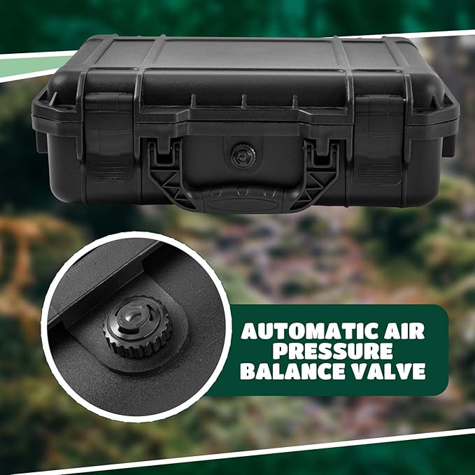 1 Pcs 16.3 x 12.4 x 6.5 Inch Waterproof Hard Case with DIY Customizable Foam Insert Portable Protective Case with Knife for Camera Drones Equipments Tools Test Instruments (Black)