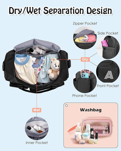 Initial Gym Bag for Girls, Kids Travel Duffel, Sports Weekender Overnight Dance Bag with Shoes Compartment, Monogram Gift, gifts for college graduates, teacher gifts
