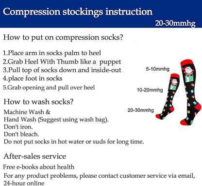 Graduated Compression Socks for Women&Men 20-30mmhg Knee High Socks Travel Hiking Running Stocking