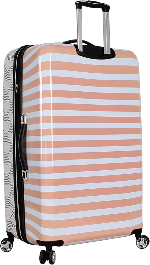 Betsey Johnson 30 Inch Checked Luggage Collection - Expandable Scratch Resistant (ABS + PC) Hardside Suitcase - Designer Lightweight Bag with 8-Rolling Spinner Wheels
