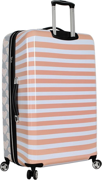 Betsey Johnson 30 Inch Checked Luggage Collection - Expandable Scratch Resistant (ABS + PC) Hardside Suitcase - Designer Lightweight Bag with 8-Rolling Spinner Wheels