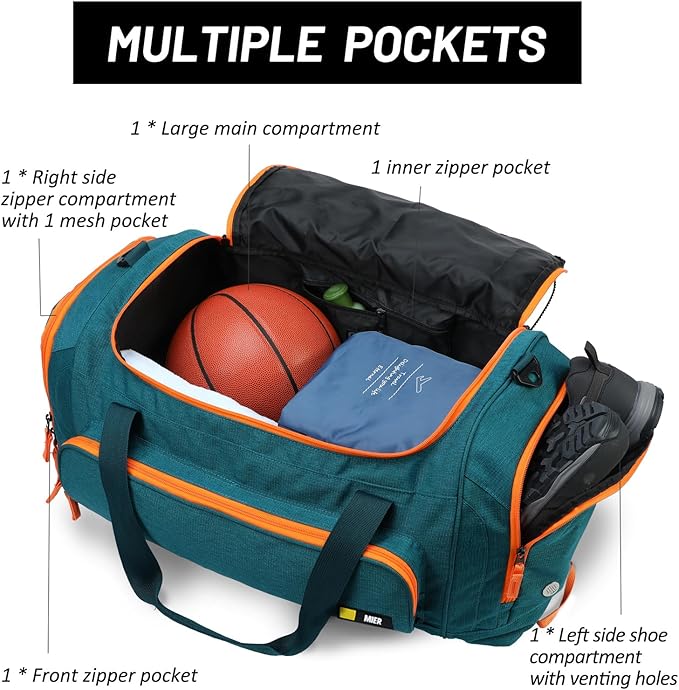 MIER Large Gym Bag for Men Sports Duffle Bag with Shoe Compartment 60L Lightweight Duffel Bags for Workout Fitness Travel