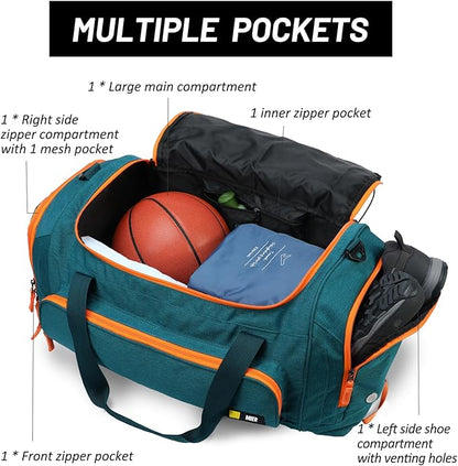 MIER Large Gym Bag for Men Sports Duffle Bag with Shoe Compartment 60L Lightweight Duffel Bags for Workout Fitness Travel