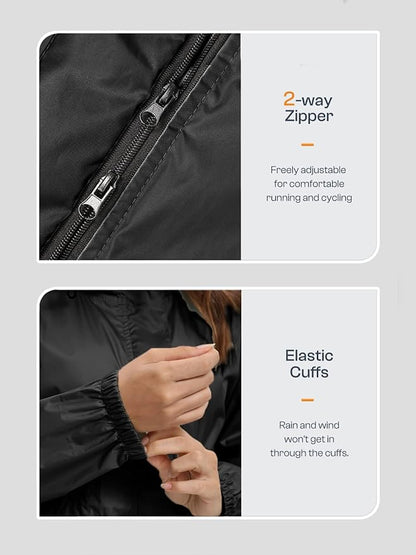 SaphiRose Women's Lightweight Long Rain Jacket Packable Raincoat Hooded Outdoor Trench Coats